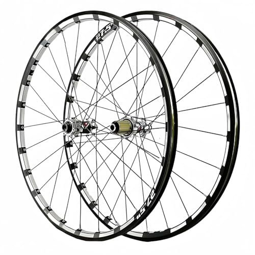Juego de Ruedas para Bicicleta de montaña de 26/27,5 y 29, buje de 24 Agujeros para Cassette de 7, 8, 9, 10, 11 y 12 velocidades, con Freno de Disco y Eje pasante, llanta de radios de Tiro Recto