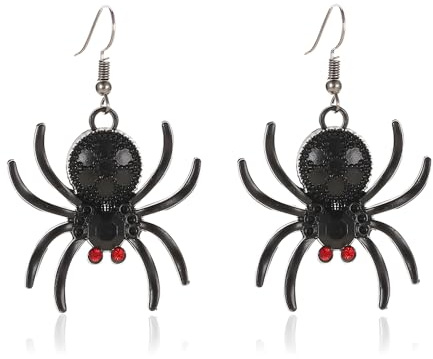 TOFBS Ohrringe für Mädchen Punk Gotik Ohringe Halloween Übertrieben Strass Baumelnde Spinnen Earrings Karneval Festival Party Zubehör