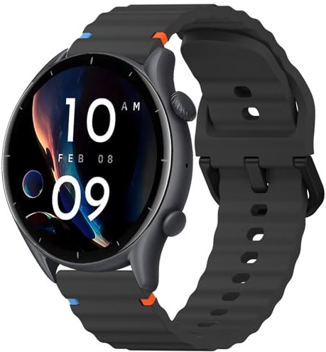 Vancle für Amazfit Armband 22mm Herren Damen, Silikon Ersatzarmband für Amazfit GTR 3/GTR 3 Pro, Amazfit Pace, Amazfit GTR 4, Amazfit Stratos 3 2 2S, Amazfit GTR 2/2e Armbänder mit farbigen Linien