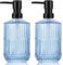 Segus Shampoo and Conditioner Dispenser, 2 Pieces 450ml Hand Wash Dispenser, Refillable and Reusable, Blue Bathroom Accessories (Glass)