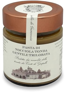 Conti di Gropello - Pasta di Nocciola Tonda Gentile Trilobata 100% - Ideale in Pasticceria per la Preparazione di Dolci ed in Gelateria - Pasta Naturale ed Artigianale Senza Zuccheri, 200 g