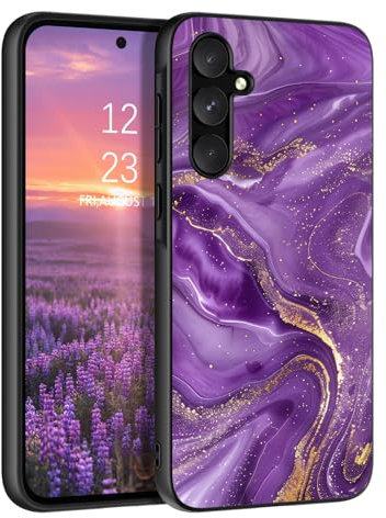 VENINGO Hülle für Samsung A55 5G, Leuchtende Glänzend, Schlank, Kratzfest, Fingerabdruck resistent, Marmor Struktur, Handyhülle für Samsung A55, Lila