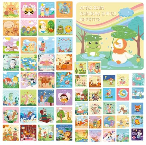 Inspirierende Notizen, motivierende Notizen, niedliche Lunchbox-Karten, Eltern-Kind-Interaktionskarten, 60 inspirierende Lunchbox-Notizen mit motivierenden Nachrichten, wasserdichte