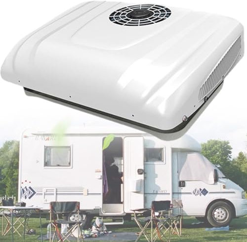 vnmudzeo Aire Acondicionado De Estacionamiento EléCtrico De 12 V Y 24 V CC, Aire Acondicionado De Techo para VehíCulos Recreativos Comerciales De 12 000 Btu,12V