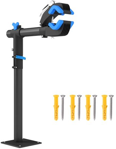 HOMCOM Support de réparation de vélo, pieds d'atelier réglable en hauteur, support vélo sur pieds ou mural, charge max. 25kg, entretien reparation montage, noir