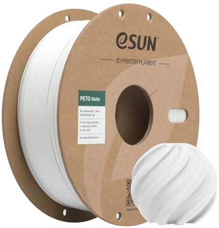 eSUN PETG Matte Filament 1.75mm, Shine-Free Color, Frosted Texture, 1KG Spool (2.2 LBS) 3D Printing Filament for 3D Printers,White