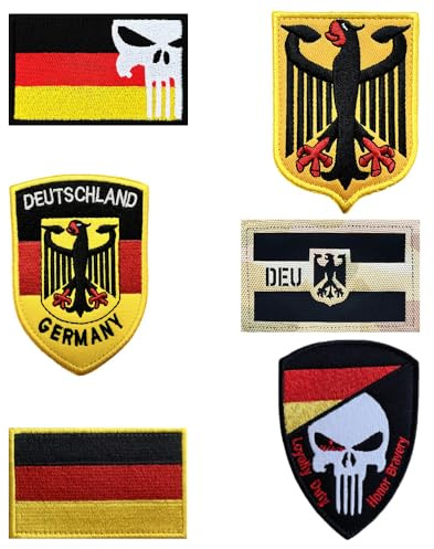 Deutsche Deutschland Taktische Flagge Patches 6 Stück,Reflective Germany Flag Hook Loop Patch für Jacken Jeans Baseballkappe Uniform Rucksack Weste Hemden