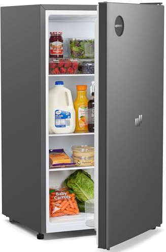 Upstreman 91 Litri Frigorifero Piccolo senza Congelatore, Frigorifero Monoporta con LED Integrata, Termostato Regolabile, Silenzioso, Frigo Piccolo da Ufficio,Camera, Grigio Scuro, CR91
