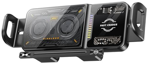 KFZ Wireless Phone Ladegerät - Schnelle Energieversorgung Matte Schale, Freisprecheinrichtung Haltezubehör, Drehposition Flexibilität für Auto Camper, Transport LKW, Cockpit Glas & Montagebereich