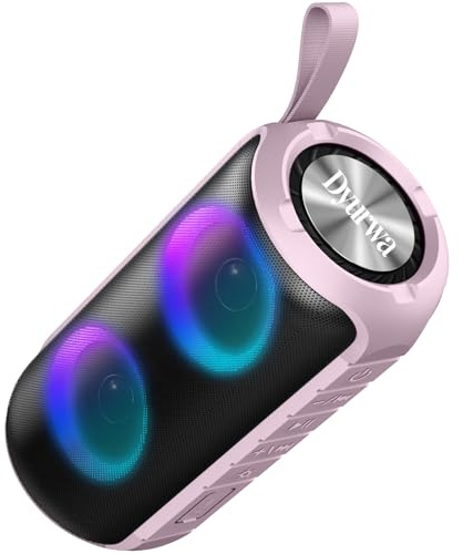 Dyurwa Portable Bluetooth Speaker, 30H Playtime, IPX7 Waterproof, 30W Wireless Speaker with Loud Stereo Sound, Bluetooth 5.3 TWS Pairing, RGB Lights, Music Box for Outdoor, Travel, Party - Pink