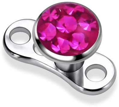 Monster Piercing Epoxidklee Multi Fuchsia Kristall Stein Top mit G23 Titan Basis Dermal Anchor Piercing