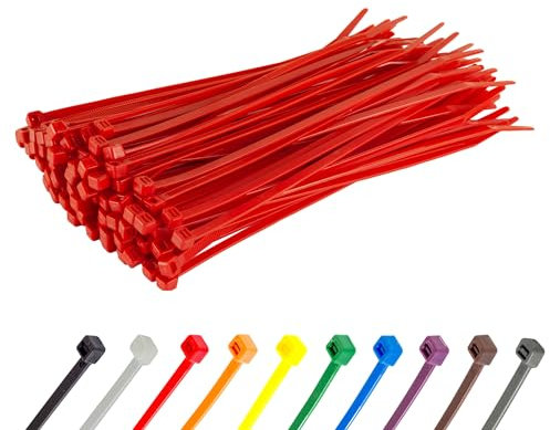 Gocableties Kabelbinder 100 Stück Rot, 200 mm x 4,8 mm mit 22,2 kg Zugfestigkeit, UV Beständig Set