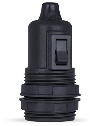 10 x Fassung mit Schalter E27, Lampenfassung aus Thermoplast schwarz, Gewindemantel