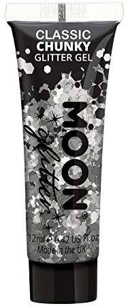 Gel mit klassischem grobkörnigen Glitter von Moon Glitter - 12ml - Silber - Glitzer Gesichtsfarbe