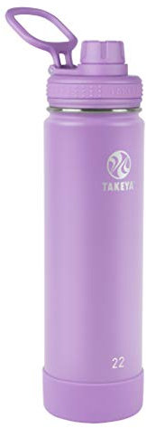 Takeya Actives Botella de agua de acero inoxidable aislada con tapa de boquilla, 22 onzas, lila