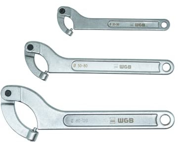 Hakenschlüssel-Satz | Hakenschlüssel mit Zapfen | Milchrohrschlüsselsatz | 35-120 mm | 3-tlg. | No.516 K