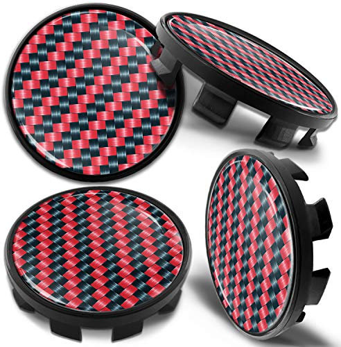 Biomar Labs 4 x 68mm Nabendeckel Kompatibel mit BMW 36136783536 Felgendeckel Radnabenabdeckung Nabenkappen Felgenkappen Radkappen Alufelgen Rot Schwarz Carbon CBZ 3