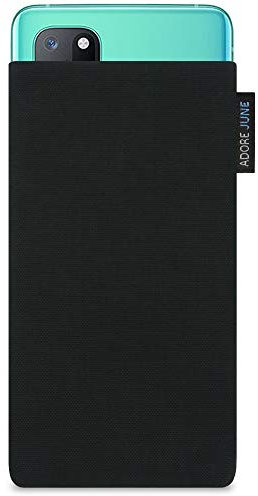 Adore June Classic Schwarz Tasche kompatibel mit OnePlus 8T / OnePlus 9 Handytasche aus widerstandsfähigem Cordura Stoff mit Display Reinigungs-Effekt, Made in Europe