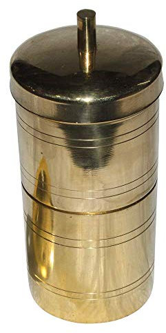 Coolboss Traditional Filter Coffee Maker, Brass, South Indian Drip Sytle Decoction Liquid Maker, Coffee Filter Vessel, Utensil, Kumbakonam Degree Coffee Filter for Home Use