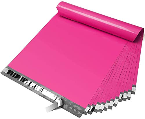 Switory 100 enveloppes 35,5 x 48,2 cm rose opaques plastique, pochettes d'expéditions, Solide, inviolable et imperméable - Lot de 100