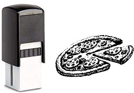 DEKO-LANDO Bonuskartenstempel Pizza Pizzeria - Quadratisch, 10mm x 10mm, Grau