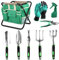 Wofeili 9-teiliges All-in-One-Gartengeräte-Set, robuste Aluminiumgusslegierung, Gartenwerkzeug-Set mit klappbarem Hockersitz und Abnehmbarer Werkzeugtasche aus Segeltuch, tolles Geschenk für