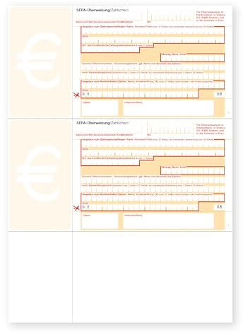 Litfax – SEPA Überweisung Zahlschein HU272, Format: DIN A4 inkl. 2 Formulare je Vordruck, 1-fach ohne Durchschlag, SEPA-Zahlscheine Bankformulare (300 Stück)