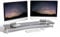 VonHaus Black Glass Monitor Stand for Desks, Height Adjustable Dual Screen Riser, 100x26cm Tempered Glass Monitor Stand w/Aluminium Legs, 20Kg Capacity