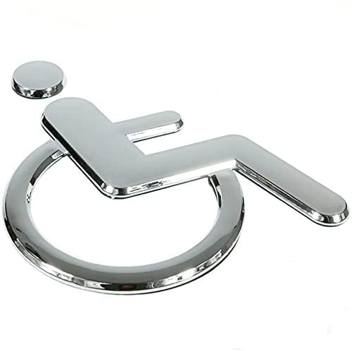 QiGui Signe Toilette pour Porte Autocollants Plaque de Porte Salle de Bain Handicapé Panneau WC Adhesif Stickers pour Toilette Porte de Restaurant Publique Hôtel Cafétéria Argent