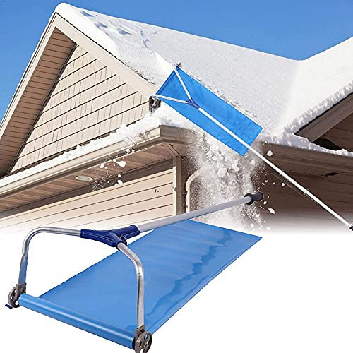 Cakunmik Schnee Rake Für Haus-Dach 126 cm, Dach Rake Schneeräumer,Schneeschieber Für Dach,Teleskop Dachschwader Dach Schneeräumsystem Stoff Dachschwader Zum Entfernen Von Schnee