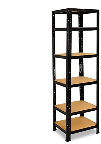 shelfplaza® 180x45x45cm Black Schwerlastregal schwarz/Metallregal schwarz 6 Böden à 145kg Tragkraft/Lagerregal schwarz Regal Keller Haushaltsregal schwarz/Metall Regal schwarz Metall stehend