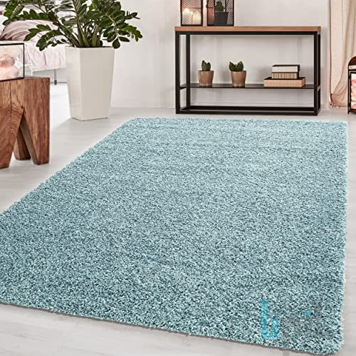 BPIL EXTRA THICK ANTI SKID HEAVY 5CM PILE SOFT LUXURIOUS SHAGGY RUGS MODERN AREA ROOM BEDROOMS LIVING HALL RUG RUNNER MAT FOR FLOOR IN RECTANGULAR CIRCLE DIFFERENT SIZE, COLOUR (Duck Egg 80X150CM)