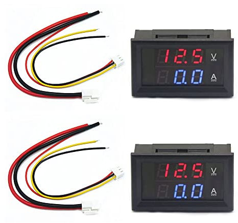 VooGenzek 2 Pezzi 0.28 LED Voltmetro Amperometro, Multimetro Digitale Rosso e Blu Tester di Tensione per Display, DC 0-100V 10A per 12V/24V Misuratore di Amperaggio Pannello Volt Amp Gauge