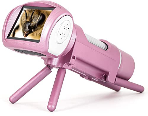 LINKMICRO LM012 Mikroskop für Kinder 2-Zoll-LCD-Kinder-Digitalkamera mit 300-facher Vergrößerungslinse, 1080p, 8-GB-SD-Karte, Geschenke für Mädchen und Jungen, 12 vorbereitete Objektträger