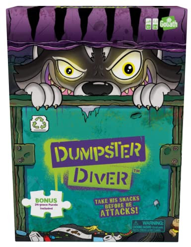 Goliath 924235.004 Dumpster Diver with Bonus 24 pc Jigsaw Puzzle Kids Action Games | for Ages 4+ | for 2-4 Players, Multi