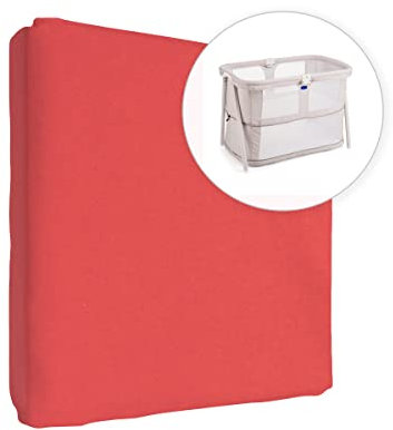 Jersey 100% Baumwolle Spannbettlaken für 95x65 cm Baby Reise Kinderbett Matratze (Rot)