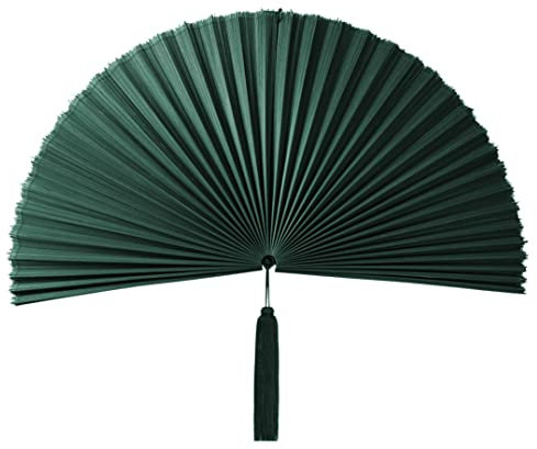 Rustic Fan Wall Decor,Extra Large 47 Wall Hanging Fan,Boho Woven Home Decor- Headboard Decor-Giant Bamboo Fan- Wall Pediment, Home Decoration (Extra Large 47''x24'', Dark Teal)