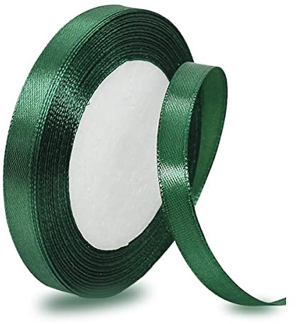 Nastro di Raso Verde Scuro, larghezza 10 mm, 23 metri, per confezioni regalo, fai da te, bouquet, progetti di cucito, creazione di fiocchi, decorazioni di compleanno e matrimonio