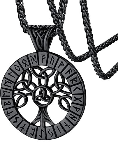 FaithHeart Lebensbaum Kette für Herren Damen Wikinger Keltischer Knot Anhänger mit Rune Symbol für Muttertag Geburtstag