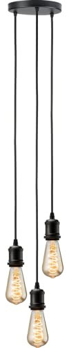 Calla - 230V E27 Vintage 3 Light Pendant - Matt Black