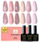 Yueshop Gel Nail Polish Set- 6 Colors Nude Pink Glitter Sparkle Gel Nail Polish Pink Sparkly Shiny Summer Nail Polish, Soak Off UV Gel Nails Art Manicure Varnish For DIY at Home