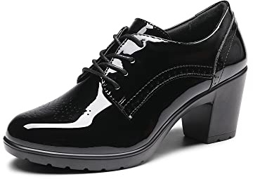 DREAM PAIRS Women's Oxford Heels Pointed Toe High Chunky Brogues Mary Jane Shoes