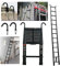 3.8M/12.5FT Telescopic Ladder Aluminum Lightweight Multi-Purpose Ladders with 2 Detachable Hooks, Folding Extendable Loft Ladder portable Adjustable, 150kg Capacity