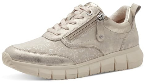 Tamaris Comfort Damen Sneaker flach aus Leder mit Reißverschluss, Gold (Cloudy Gold), 41 EU