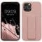 kwmobile Case Compatible with Apple iPhone 12 / iPhone 12 Pro - Case with Hand Strap and Stand Soft TPU Silicone Coating - Dusty Pink
