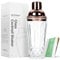 Glass Cocktail Shaker, JOYCEMALL 14.5 Ounce Cut Crystal Shaker with Stainless Sealing Steel Cap & Strainer, for Home Use & Bar Whisky - Rosegold