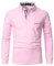 APAELEA Poloshirt Herren Langarm Baumwolle Golf T-Shirt Casual Tops,Rosa,S