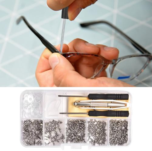 Brillen Reparaturset Klein,Kleine Schrauben,Brillenschrauben Edelstahl, Brillen Werkzeugset Mini,Mini Selbstschneidende Schrauben Set,Schrauben Set für Brillen,500pcs