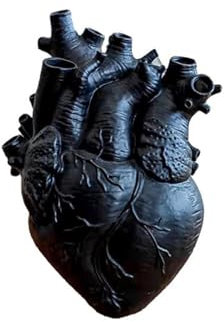 Herz Statuen Vase Anatomisches Blumentopf Blumenvase Pflanzer Für Wohnzimmer TV Schrank Schlafzimmer (Color : Black)