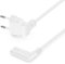 deleyCON 3,0m Cable de Alimentación con Clavija Euro Plana Acodada - Clavija Euro Acodada 90° a Toma C7 Acodada 90° - para Pequeños Dispositivos - Blanco